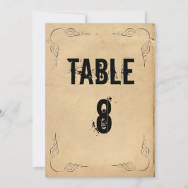 Convite Número da Mesa de Casamento em Papel Marrom Grunge