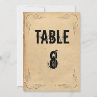 Número da Mesa de Casamento em Papel Marrom Grunge