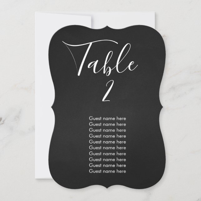 Convite Número da mesa de casamento em quadro-negro + cart (Frente)
