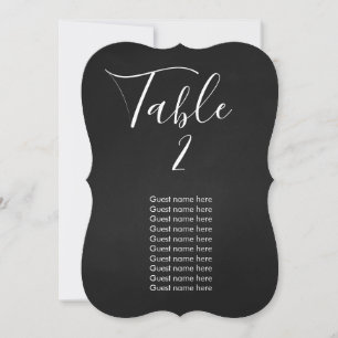 Convite Número da mesa de casamento em quadro-negro + cart