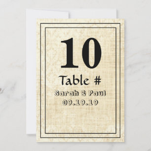 Convite Número da Mesa de Casamento em Sacaria com Floral 