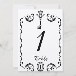 Convite Número da Mesa de Casamento em Tecla Preta e Branc