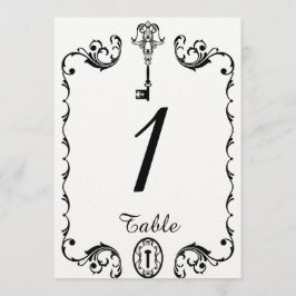 Convite Número da Mesa de Casamento em Tecla Preta e Branc