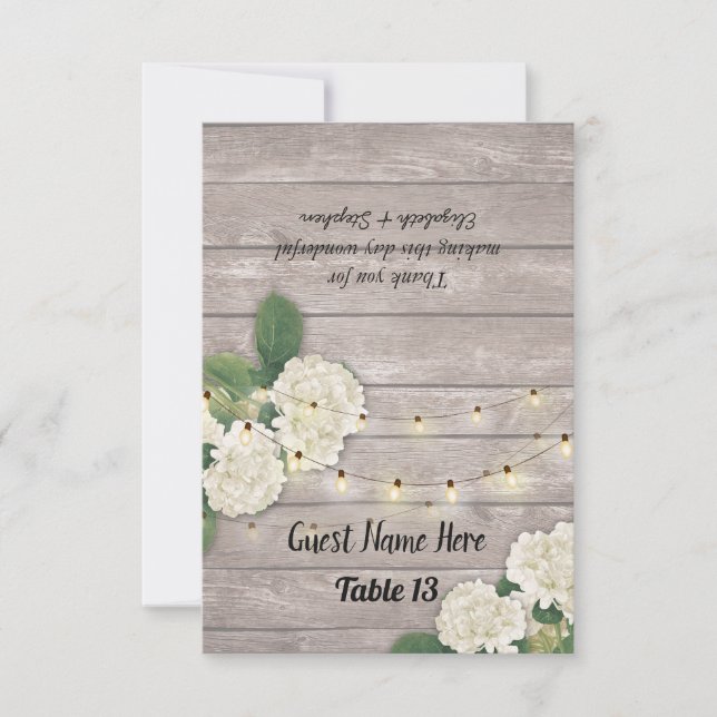 Convite Número da Mesa de Casamento Escort Hydrangea Madei (Frente)