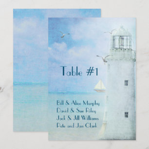Convite número da mesa de casamento-farol