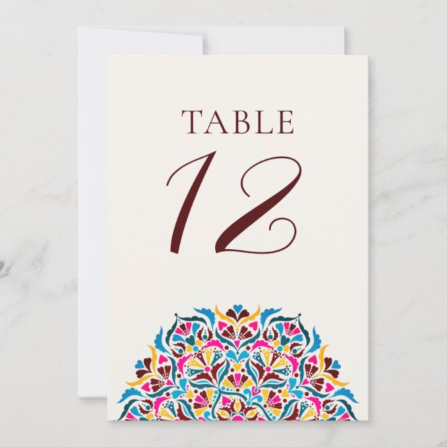 Convite Número da Mesa de Casamento Floral Caprichosa Mage (Frente)