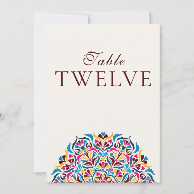 Convite Número da Mesa de Casamento Floral Caprichosa Mage (Frente)