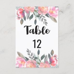 Convite Número da Mesa de Casamento Floral Peônia Gráfico 