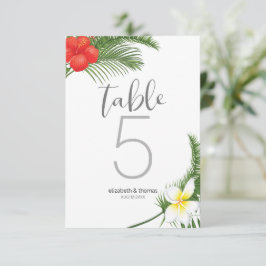 Convite Número da Mesa de Casamento Floral Tropical ID475