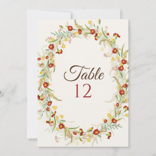 Convite Número da Mesa de Casamento Folhagem de Marigold F