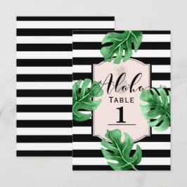 Convite Número da Mesa de Casamento Folhas Tropicais & Aba