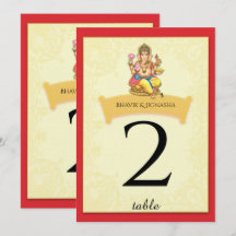 Número da Mesa de Casamento Indiano Ganesha