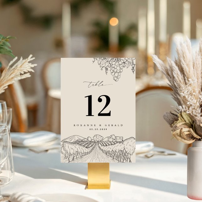 Convite Número da Mesa de Casamento na Vinícola do Vale de (Criador carregado)