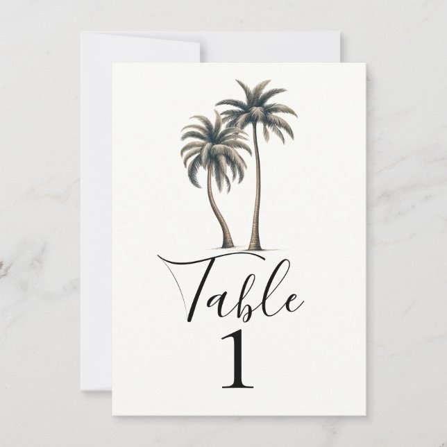 Convite Número da Mesa de Casamento Rústico de Palmeira Tr (Frente)