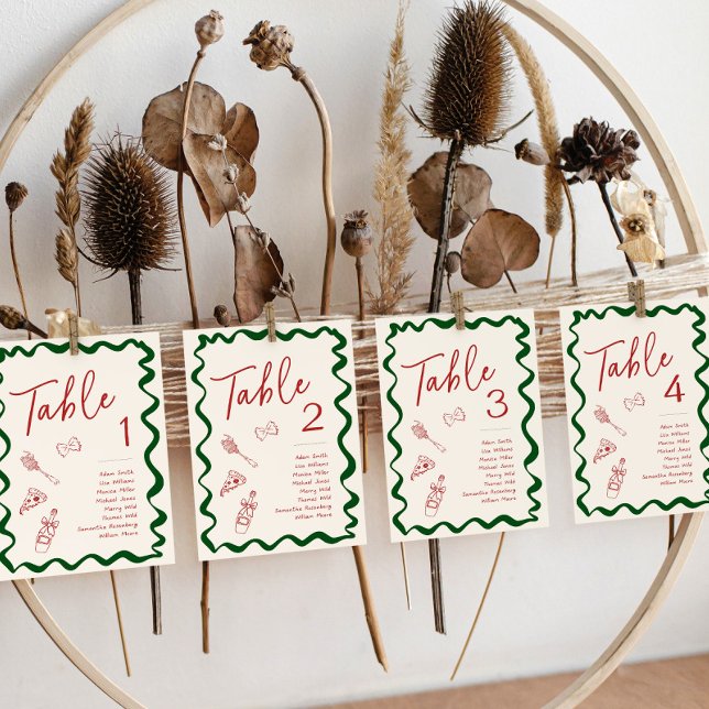 Convite Número da Mesa de Noiva Italian That's Amore Pizza (Table Place Cards with Italian theme)