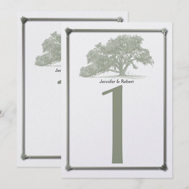 Convite Número da Mesa do Casamento da Plantação de Carval (Frente/Verso)