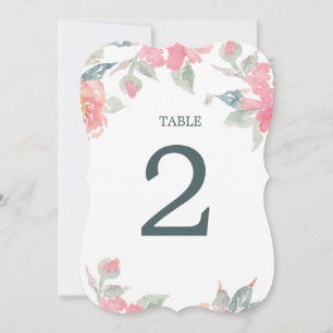 Convite número da mesa do casamento no jardim de aquarela