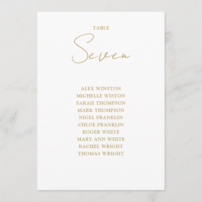 Convite Número da mesa do gráfico de assentos moderno dour (Frente)