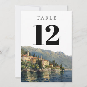 Convite Número da mesa do Lago de Como aquarela Itália