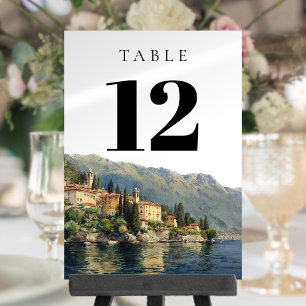 Convite Número da mesa do Lago de Como aquarela Itália