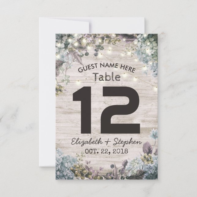 Convite Número da Mesa do Local de Casamento Chic Floral L (Frente)
