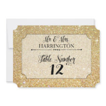 Número da Mesa Dourado Brilhante Sr. & Sra. Modern