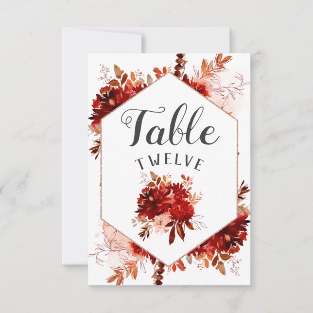 Convite Número da Mesa Enquadrada Floral Beleza Rústica As (Frente)