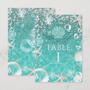 Convite Número da Mesa Estrela do Mar Encantada Turquesa &