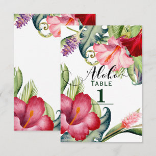 Convite Número da Mesa Floral Botânica Tropical Aloha