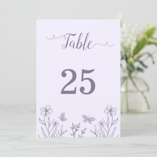 Convite Número da mesa floral mauve elegante romântica