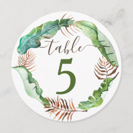 Convite Número da Mesa Folhas de Banana Verde