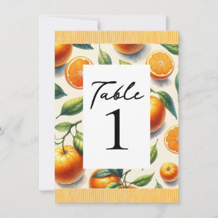 Convite Número da Mesa Folhas de Laranja em Aquarela Citri