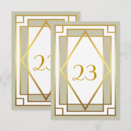 Convite Número da Mesa,Gatsby, elegante, chique, branco ci