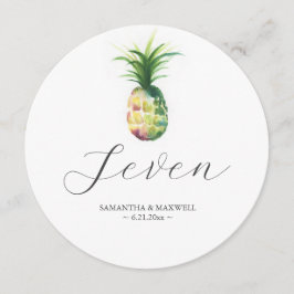 Convite Número da Mesa Redonda de Casamentos de Abacaxi