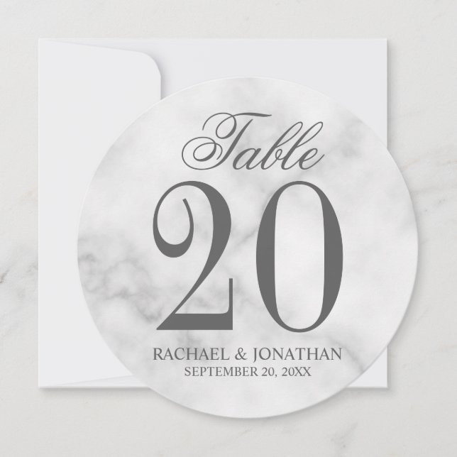 Convite Número da Mesa Redonda de Casamentos de Mármore Br (Frente)