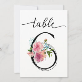 Convite Número da mesa seis Peônias Rosa Número da mesa
