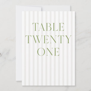 Convite Número da Tabela 21 do Classic Sage Green & Beige