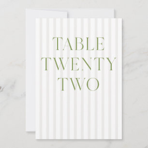 Convite Número da Tabela 22 do Classic Sage Green & Beige