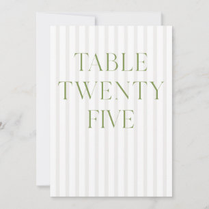 Convite Número da Tabela 25 do Classic Sage Green & Beige