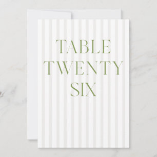 Convite Número da Tabela 26 do Classic Sage Green & Beige