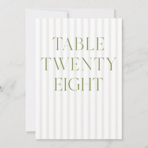 Convite Número da Tabela 28 do Classic Sage Green & Beige