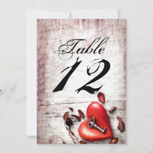 Convite Número da tabela 5x7 Chave de madeira do país para