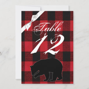 Convite Número da tabela 5x7 Placa Xadrez vermelha Preta