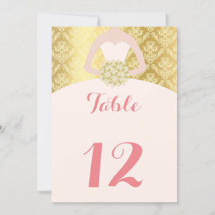 Convite Número da tabela adolescente dourado borrão rosa