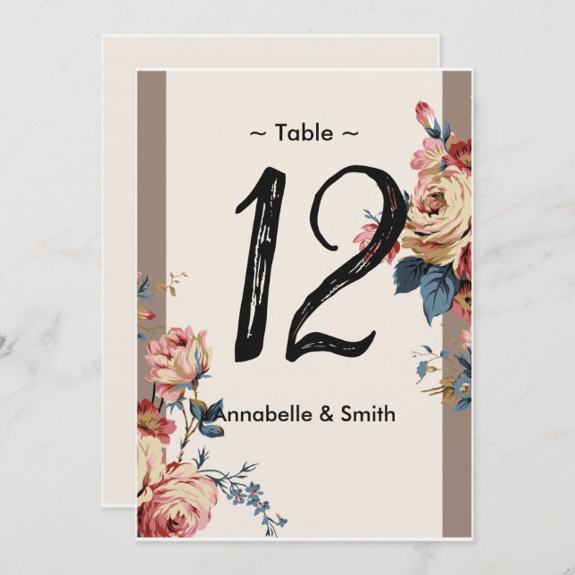 Convite número da tabela amada (Frente/Verso)