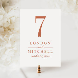 Convite Número da Tabela Casada Elegante Clássica Terracot