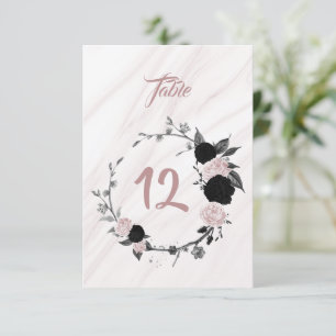 Convite Número da tabela da coroa floral roxa e preta rox