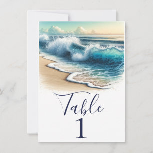 Convite Número da Tabela da Praia Costeira de Ondas do Oce