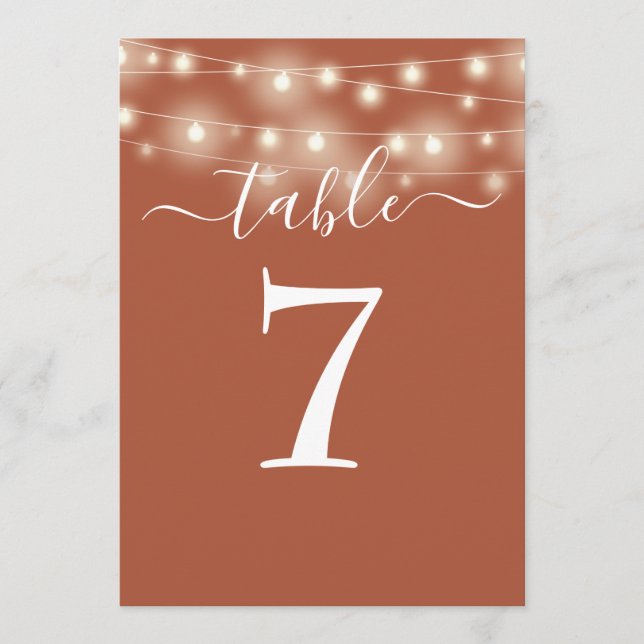 Convite Número da Tabela das Luzes da Cadeia de Caracteres (Frente)