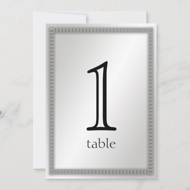 Convite Número da Tabela de Aniversário do Platinum Leaf 2 (Frente)